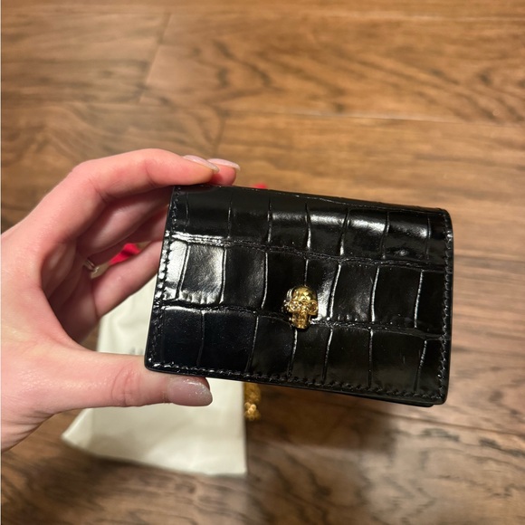 Alexander McQueen Mini Crossbody Bag, Black Croc - Picture 3 of 5